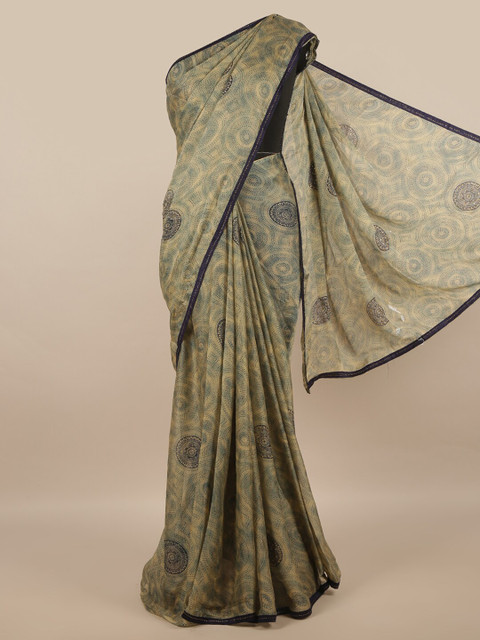 

Pothys Beige & Green Beads and Stones Saree