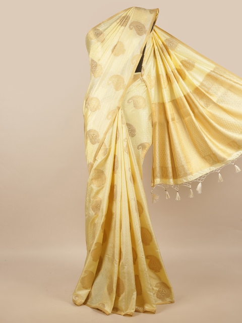 

Pothys Cream-Coloured & Gold-Toned Woven Design Zari Jute Silk Saree
