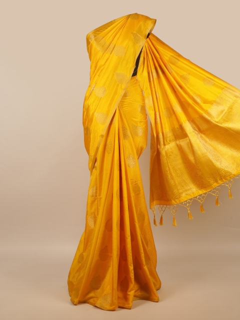 

Pothys Yellow & Gold-Toned Ethnic Motifs Jute Silk Saree