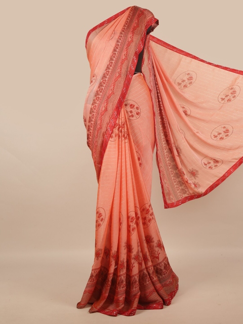 

Pothys Pink Floral Beads and Stones Saree