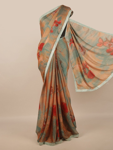 

Pothys Brown & grey Floral Printed Poly Chiffon Saree