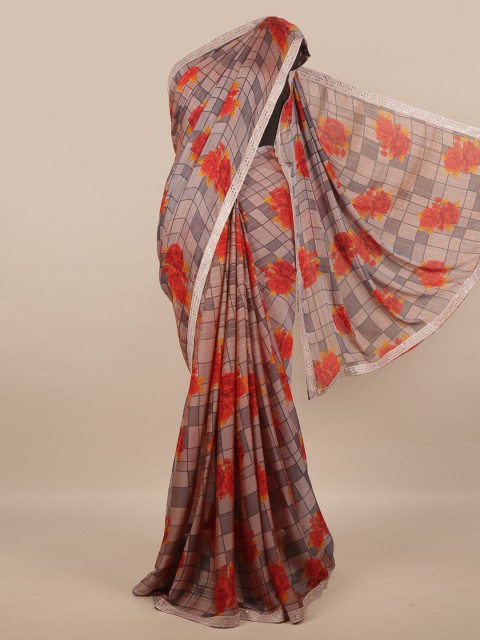 

Pothys Mauve & Red Floral Saree