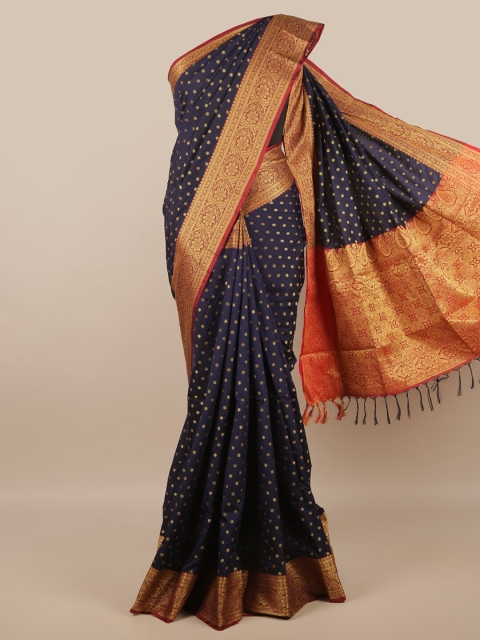 

Pothys Blue & Red Ethnic Motifs Zari Jute Silk Saree