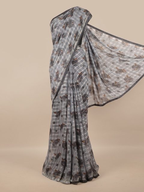 

Pothys Grey & Brown Floral Beads and Stones Saree