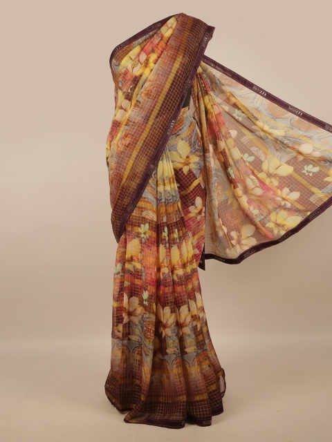 

Pothys Poly Chiffon Multicoloured Floral Saree, Multi