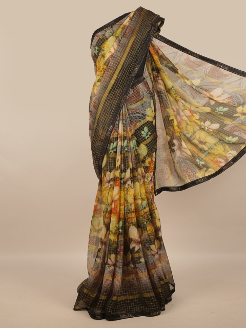 

Pothys Black & Yellow Floral Saree