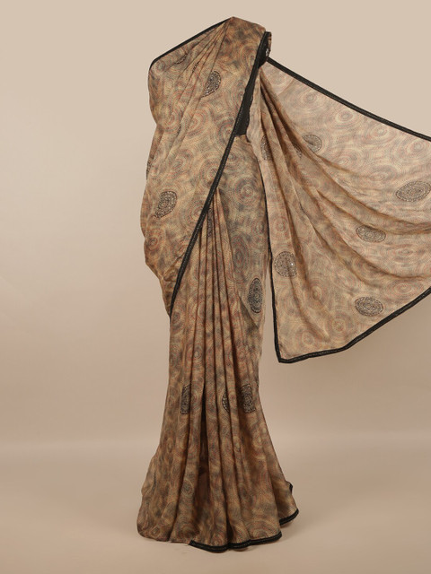 

Pothys Brown & Black Ethnic Motifs Printed Saree