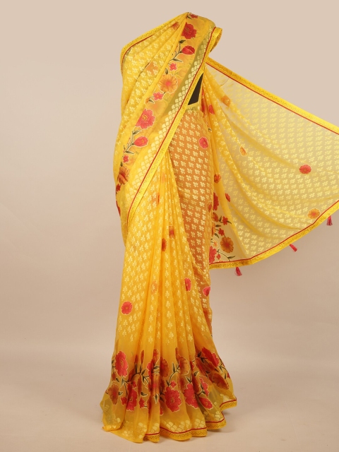 

Pothys Yellow & Red Floral Saree