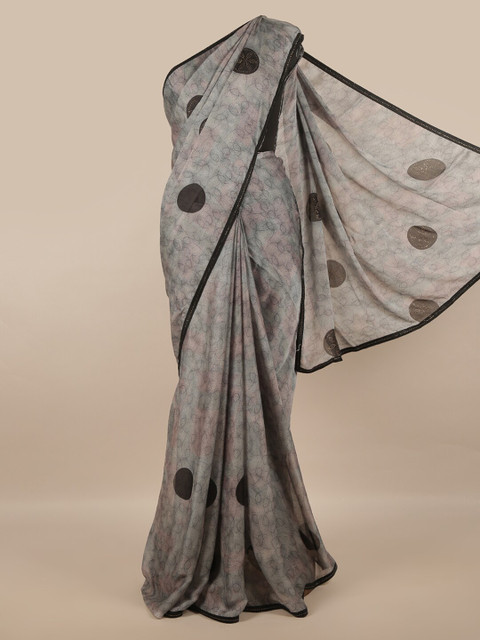 

Pothys Grey & Black Poly Chiffon Saree