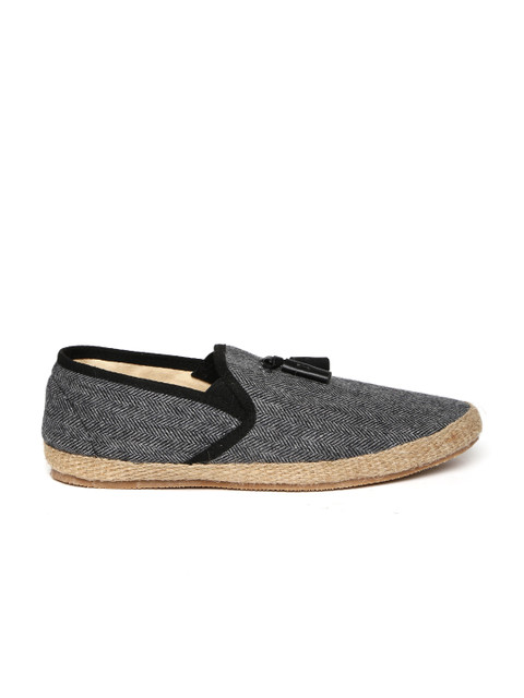 

Carlton London Men Charcoal Grey Herringbone Weave Espadrilles