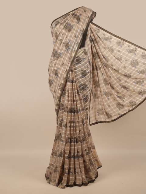 

Pothys Tan & Grey Floral Saree