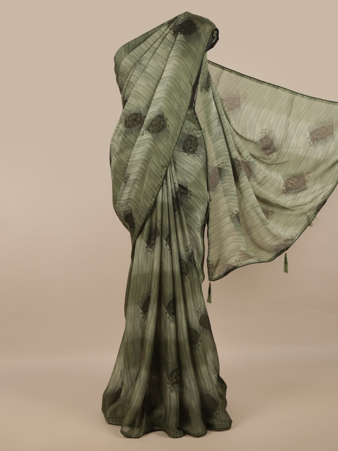 

Pothys Green Ethnic Motifs Printed Beads & Stones Saree