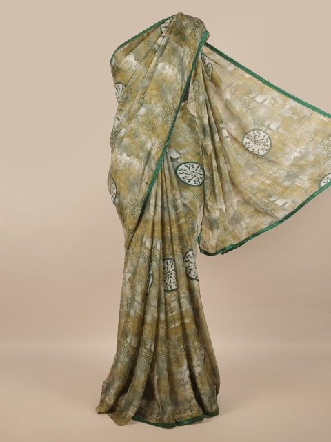 

Pothys Green & White Abstract Printed Saree