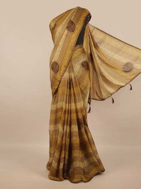 

Pothys Mustard & Brown Ethnic Motifs Saree