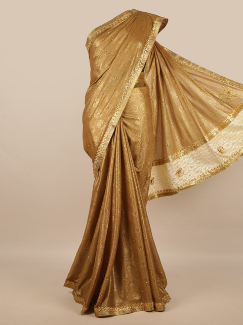

Pothys Gold-Toned Floral Beads and Stones Saree
