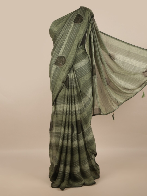 

Pothys Green & Black Ethnic Motifs Beads and Stones Saree