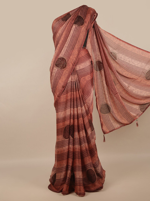 

Pothys Brown Floral Printed Sequinned Saree