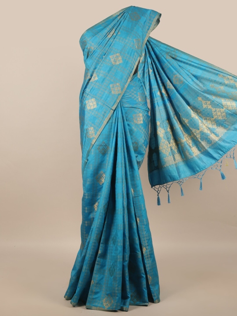 

Pothys Blue Woven Design Jute Silk Saree