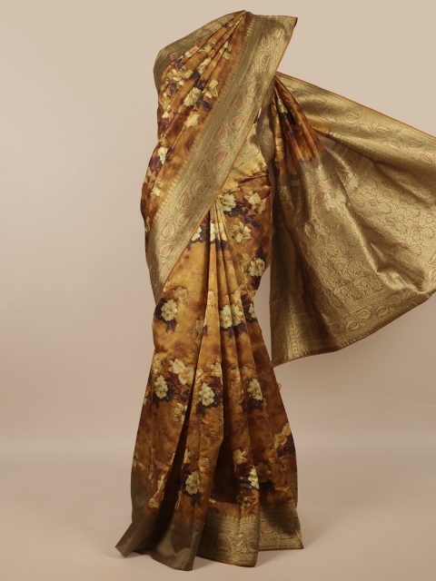 

Pothys Gold-Toned & Cream-Coloured Woven Design Zari Jute Silk Saree