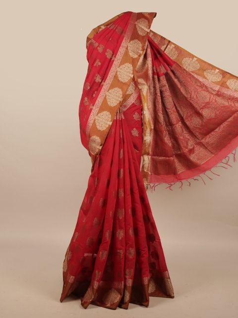 

Pothys Maroon & Gold-Toned Ethnic Motifs Jute Silk Saree