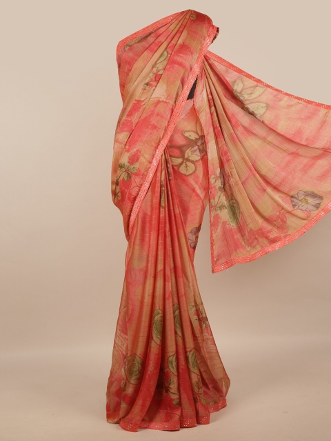 

Pothys Coral & Beige Floral Beads and Stones Saree