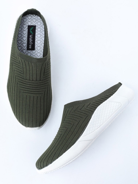 

Walkfree Woman Green Striped Slip-On Sneakers