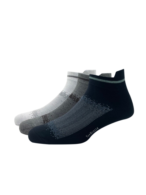 

Van Heusen Men Pack of 3 Black Cotton Ankle Length Socks, Navy blue