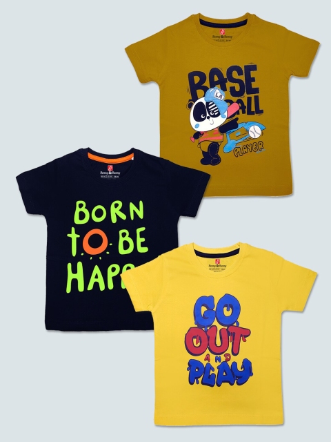 

Benny n Bunny Boys Pack of 3 Printed Pure Cotton T-shirt, Yellow