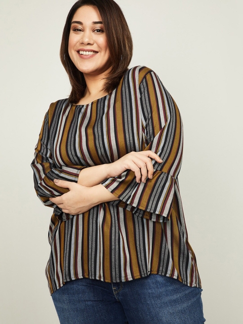 

nexus Yellow & Grey Striped Top