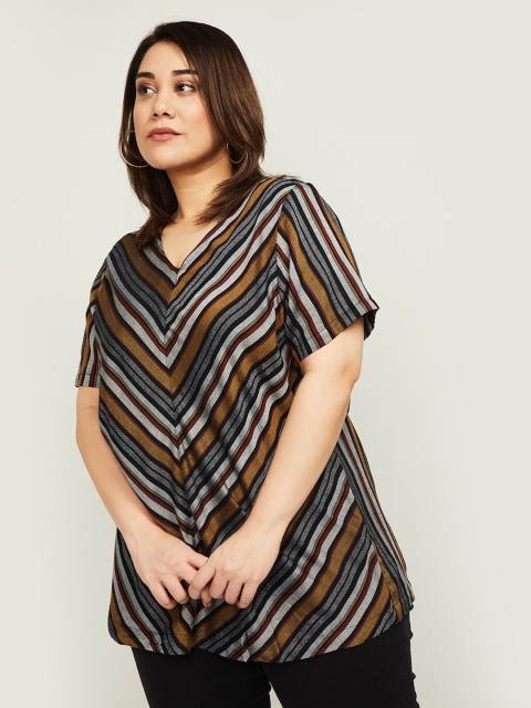 

nexus Yellow & Grey Striped Top