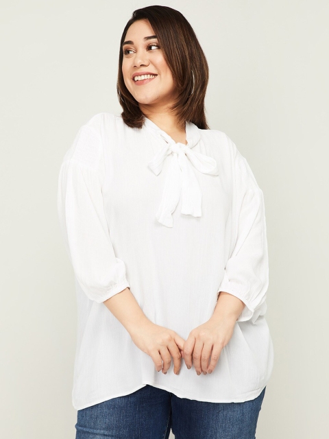 

nexus White Tie-Up Neck Top