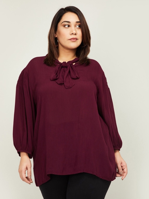 

nexus Burgundy Tie-Up Neck Top