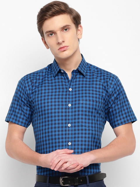 

GHPC Men Blue Comfort Gingham Checked Formal Shirt