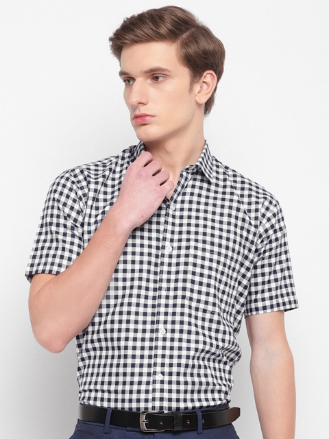 

GHPC Men Navy Blue Modern Gingham Checked Formal Shirt