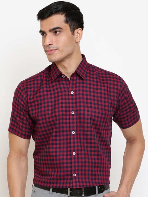 

GHPC Men Red Gingham Checks Checked Formal Shirt
