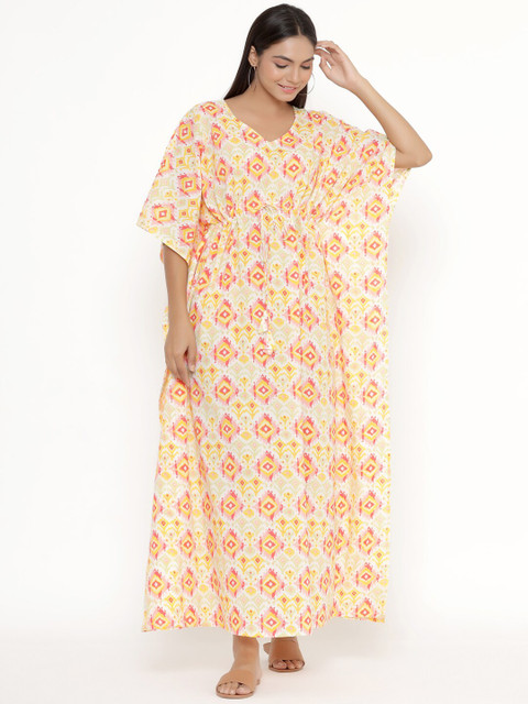 

JISORA White Printed Maxi Nightdress
