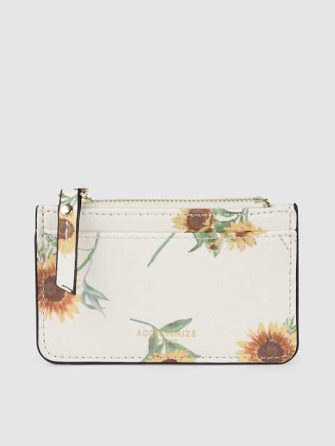 

Accessorize Women Cream-Coloured Floral Printed Card Holder with SD Card Holder