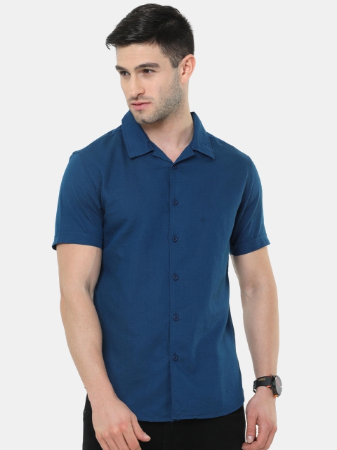 

HERE&NOW Men Blue Solid Slim Fit Casual Shirt
