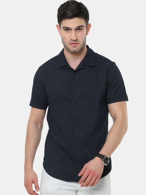 

HERE&NOW Men Navy Blue Slim Fit Casual Shirt
