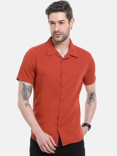 

HERE&NOW Men Rust Slim Fit Casual Shirt