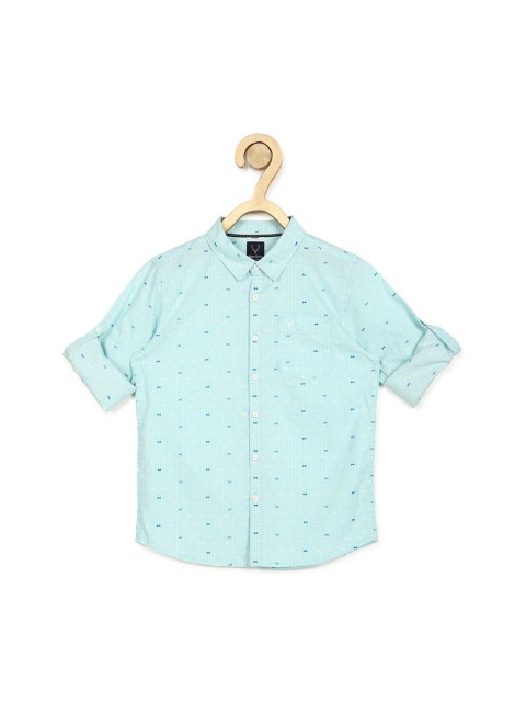 

Allen Solly Junior Boys Blue Slim Fit Striped Pure Cotton Casual Shirt