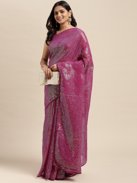 

Sugathari Purple Embellished Sequinned Saree