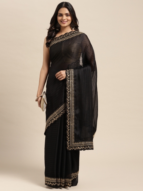 

Sugathari Black Embellished Embroidered Saree