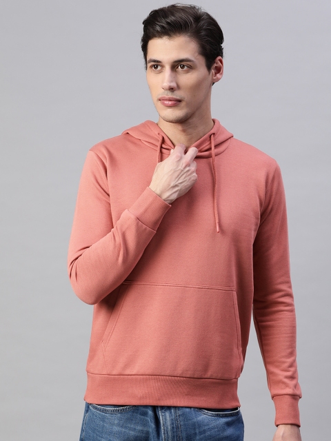 

PICOT Men Pink Solid Hooded Sweatshirt