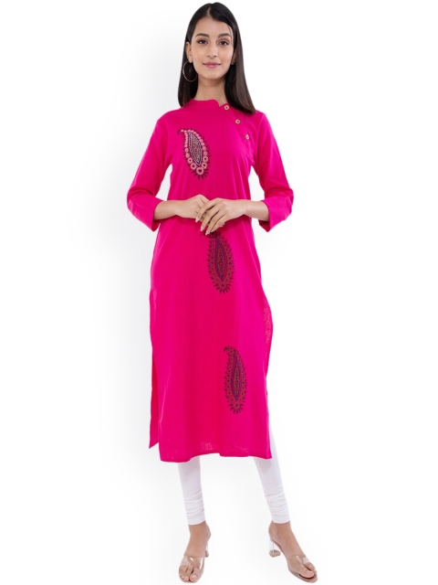 

KALINI Women Pink Ethnic Motifs Embroidered Thread Work Kurta