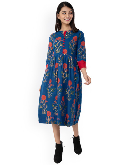 

KALINI Women Blue Printed Anarkali Kurta