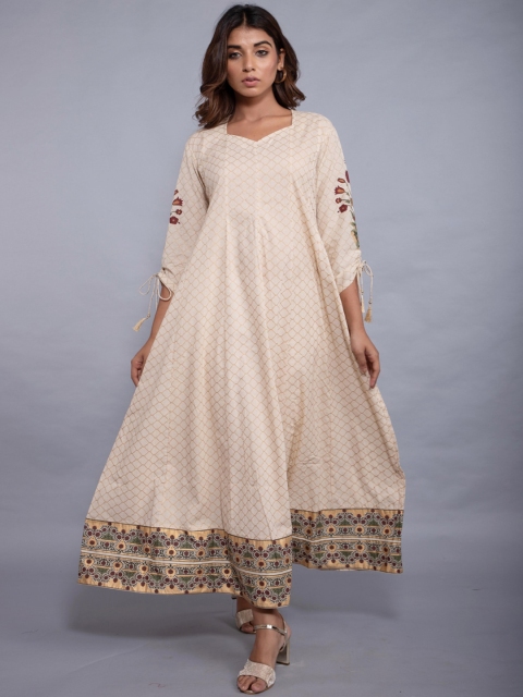 

KALINI Women Beige Printed Anarkali Kurta