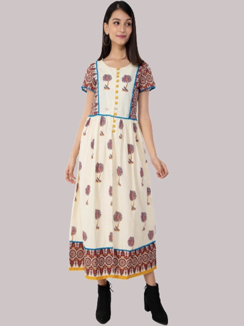 

KALINI Women Cream Printed Anarkali Kurta, Off white