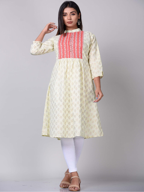 

KALINI Women Yellow Ethnic Motifs Printed Kurta