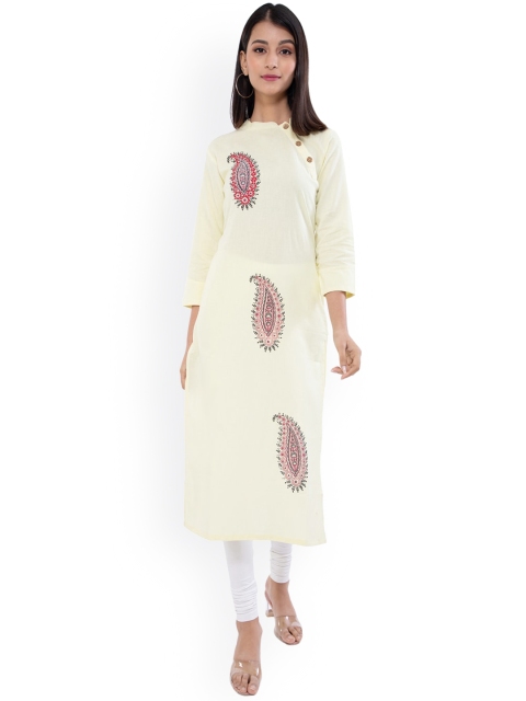 

KALINI Women Yellow Ethnic Motifs Embroidered Kurta